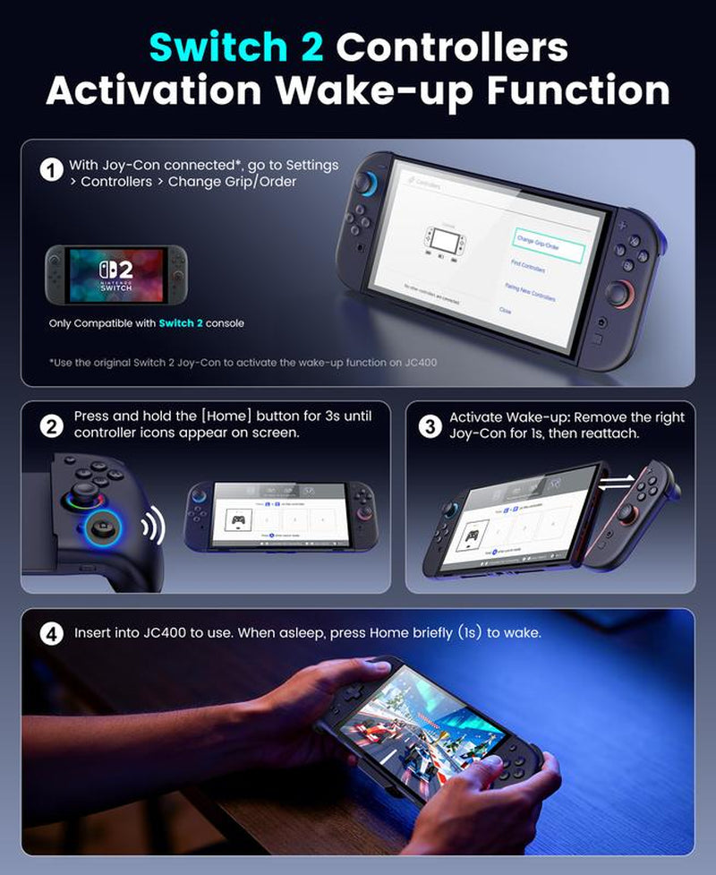 ESYWEN Switch 2 Controller - Hall Effect Joystick - One Piece Switch Joypad Replacement to Switch 2 Pro Controller'S Feel, with 9 RGB Lighting, Turbo, Macro, Keylinker App