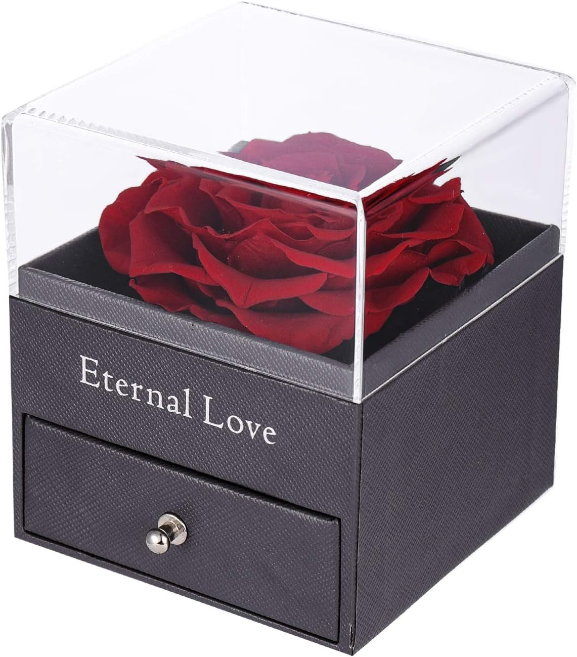 Real Preserved Red Rose - Eternal Rose Gift Box with Rose Necklace, Handmade Fresh Rose Gift for Her on Birthday,Christmas,Mother'S Day,Valentine'S Day (Red)