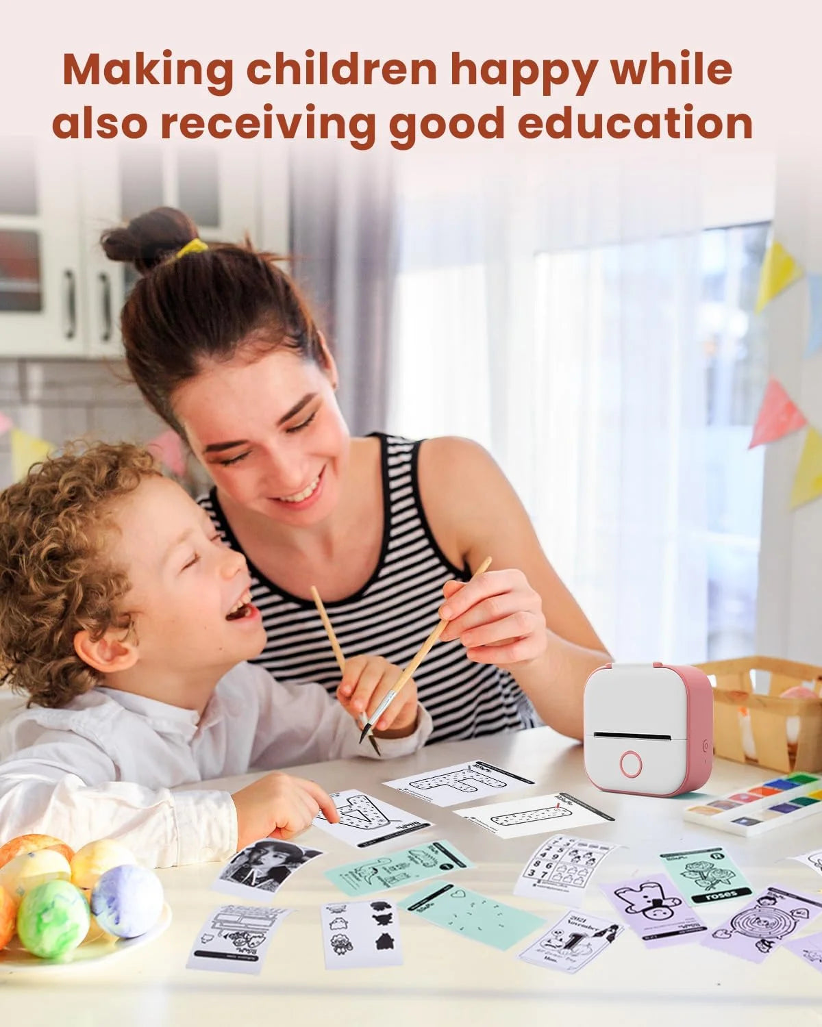 T02 Portable Label Maker, Mini Sticker Printer, Bluetooth Inkless Sticker Maker Machine, Mobile Printer for Study Notes, Kids Gift, Photos, Journals, To-Dos (Pink)