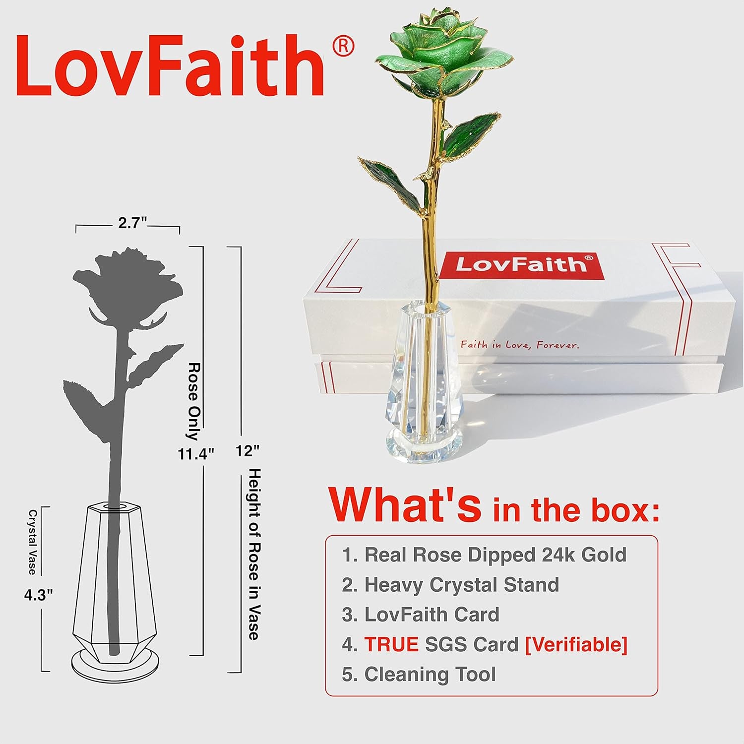 Valentine Gift Real Rose Dipped 24K Gold with Crystal Stand, Best Anniversary Rose Gift for Her Wife Mother Birthday Christmas