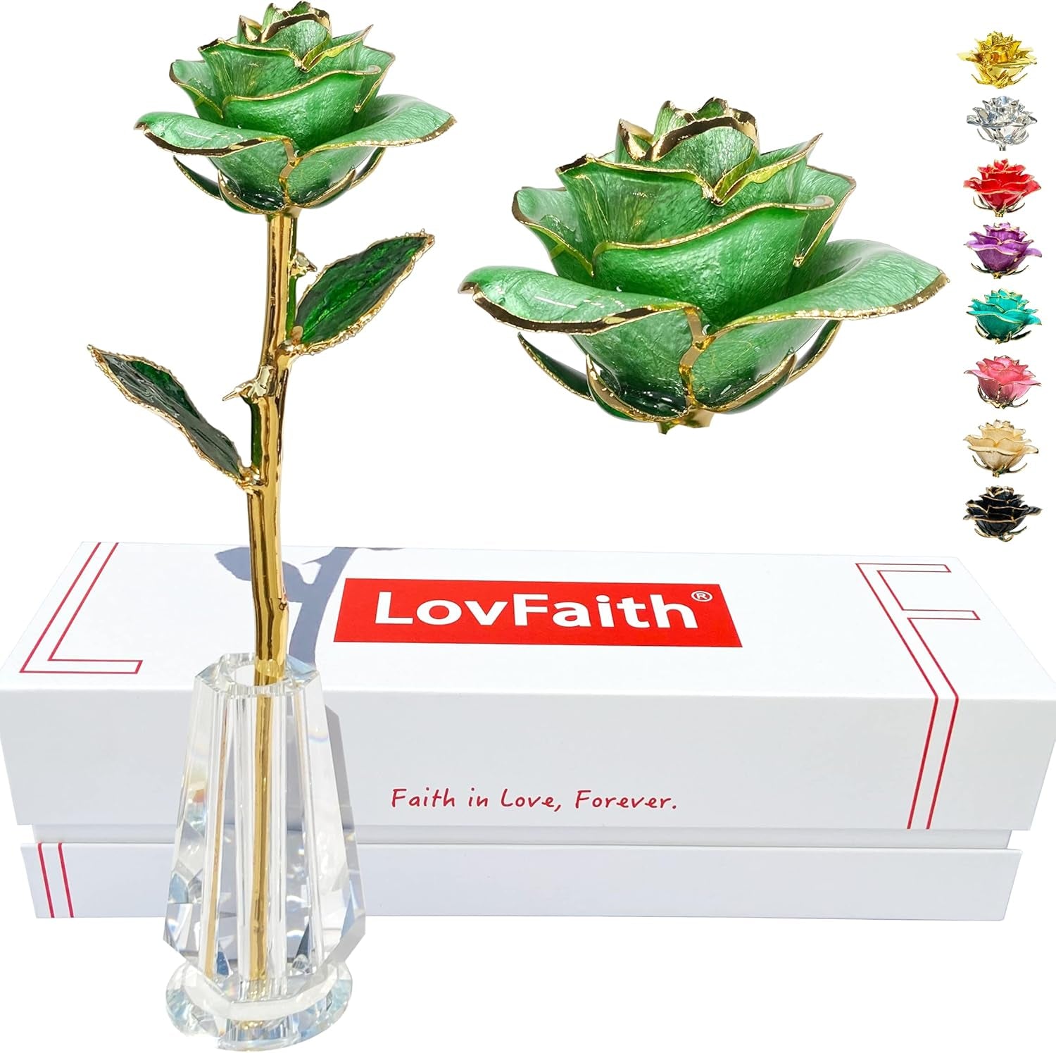 Valentine Gift Real Rose Dipped 24K Gold with Crystal Stand, Best Anniversary Rose Gift for Her Wife Mother Birthday Christmas